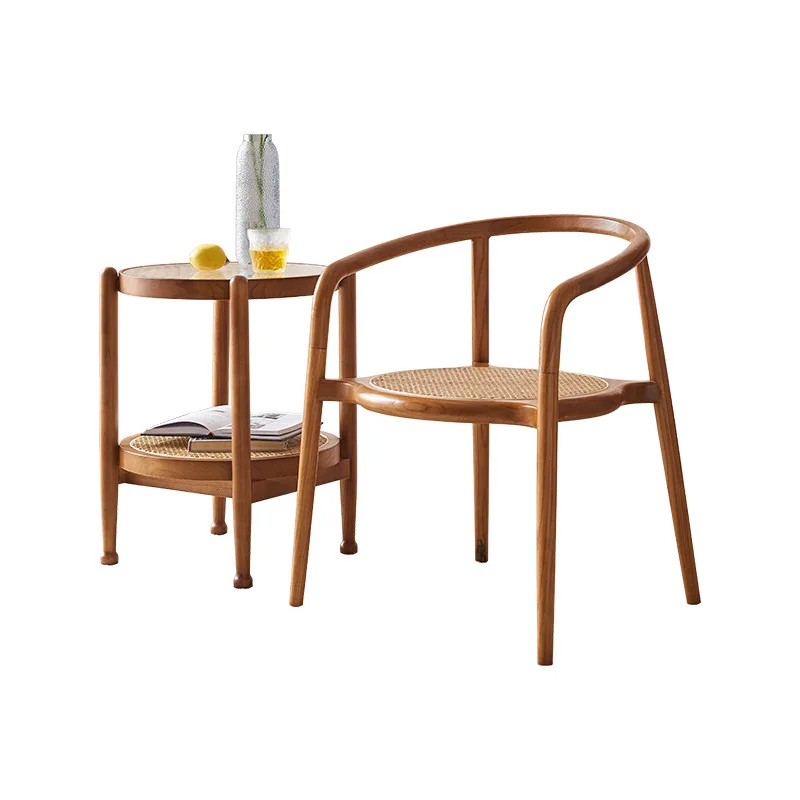 Solid wood home retro backrest rattan dining chair hotel homestay armrest coffee table
Solid wood home retro backrest rattan dining chair hotel homestay armrest coffee table