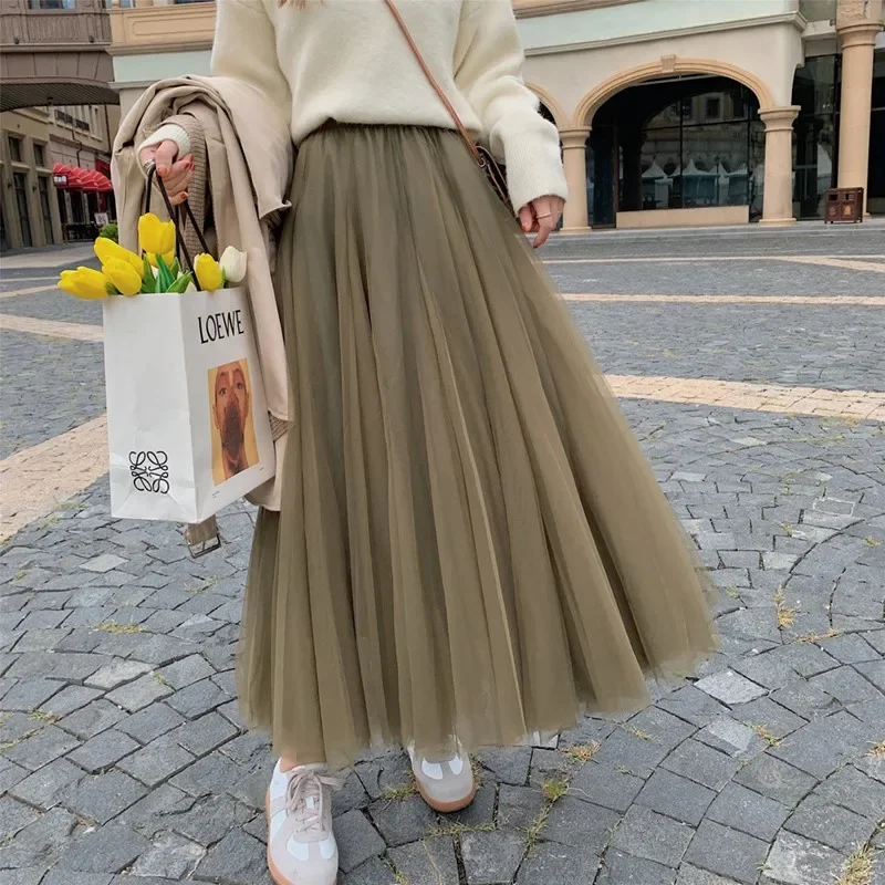 TingYiLi Elegant Tulle Skirt Autumn Winter Big Swing Women Skirt Korean Cute Pink Green Gray Blue Brown Black Long Skirt Tutu
TingYiLi Elegant Tulle Skirt Autumn Winter Big Swing Women Skirt Korean Cute Pink Green Gray Blue Brown Black Long Skirt Tutu