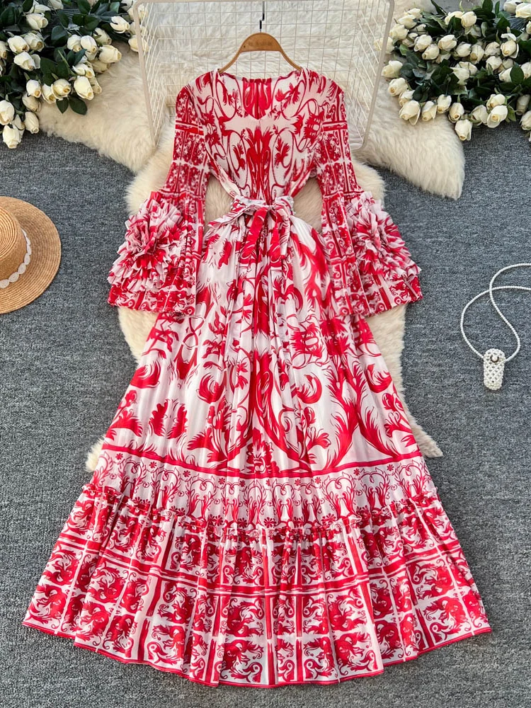 Unique Beautiful Vacation Style Long Dress Women's Red V-neck Print Maxi Dress Summer New Arrival A-line Silhouette High Wais...
Unique Beautiful Vacation Style Long Dress Women's Red V-neck Print Maxi Dress Summer New Arrival A-line Silhouette High Wais...