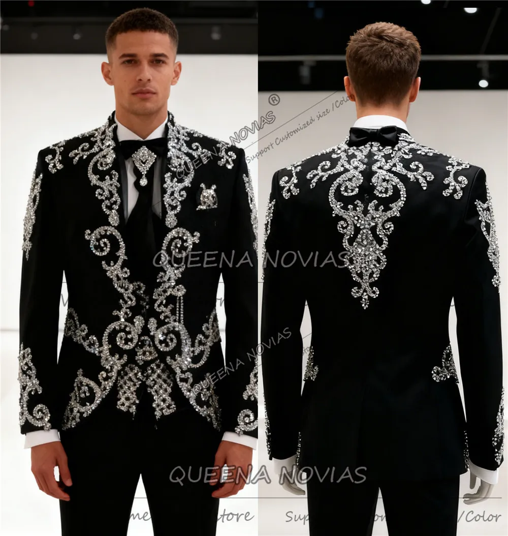 Изысканный костюм с бусинами и кристаллами, мужской однобортный пиджак для выпускного вечера, индивидуальный свадебный смокинг жениха, облегающий костюм для мужчин
Изысканный костюм с бусинами и кристаллами, мужской однобортный пиджак для выпускного вечера, индивидуальный свадебный смокинг жениха, облегающий костюм для мужчин