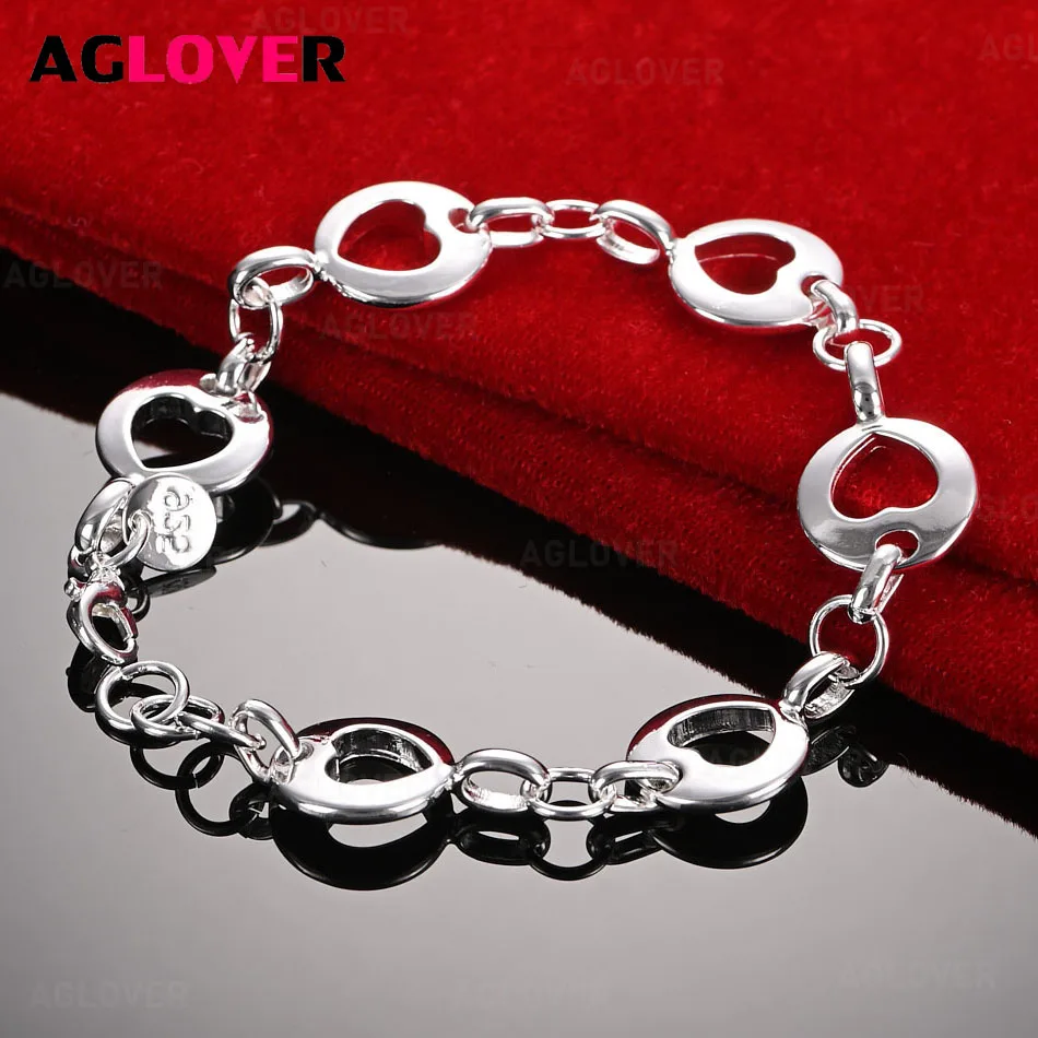 AGLOVER 925 Sterling Silver Round Hollow Love Bracelet Charming Personality Fashion Women Party Gift Wedding Jewelry
AGLOVER 925 Sterling Silver Round Hollow Love Bracelet Charming Personality Fashion Women Party Gift Wedding Jewelry