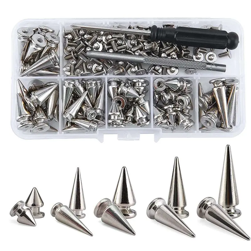 AB46-280 Sets Silver Mixed Shape Spikes And Studs Cone Croc Spikes Leather Rivet Kit For Clothing Shoes Belts DIY
AB46-280 Sets Silver Mixed Shape Spikes And Studs Cone Croc Spikes Leather Rivet Kit For Clothing Shoes Belts DIY
