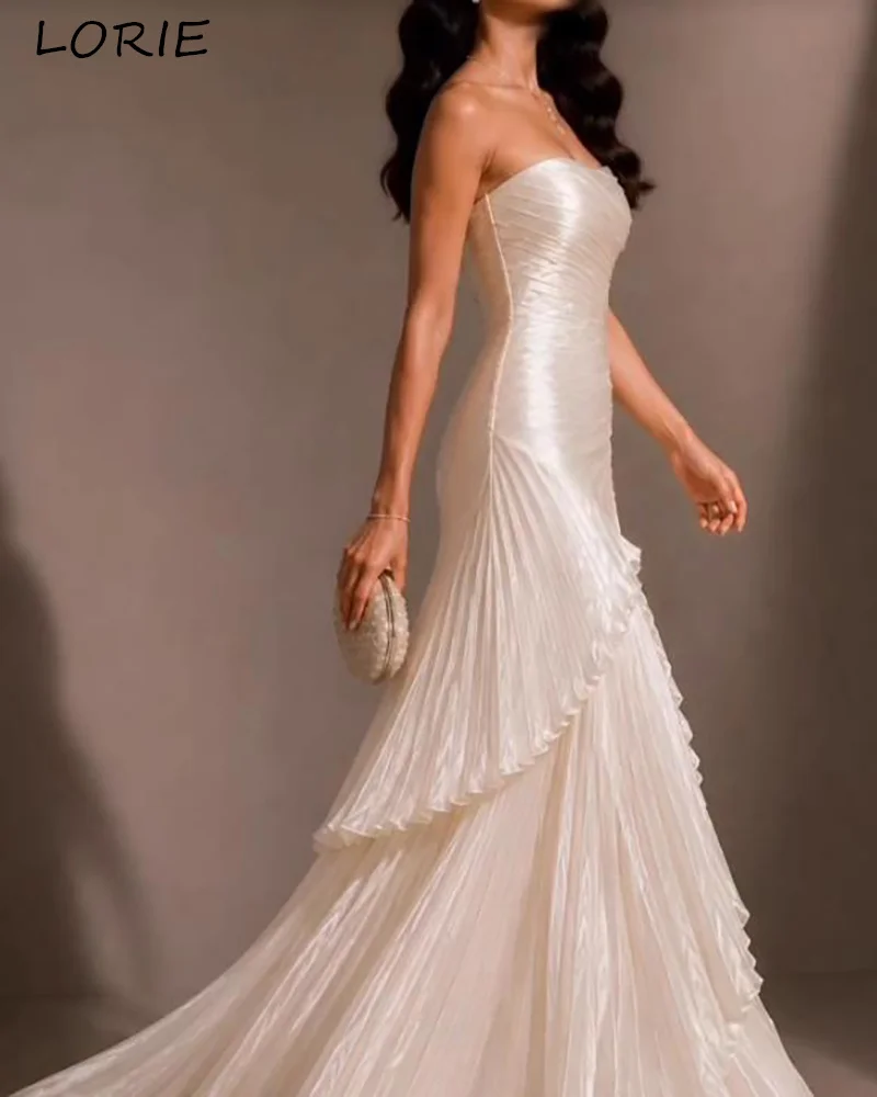 LORIE Modern Wedding Dress Strapless Sweetheart Pleats A-line Ruched Bride Gown Customized Corset Bride Dress Plus Size Dress
LORIE Modern Wedding Dress Strapless Sweetheart Pleats A-line Ruched Bride Gown Customized Corset Bride Dress Plus Size Dress