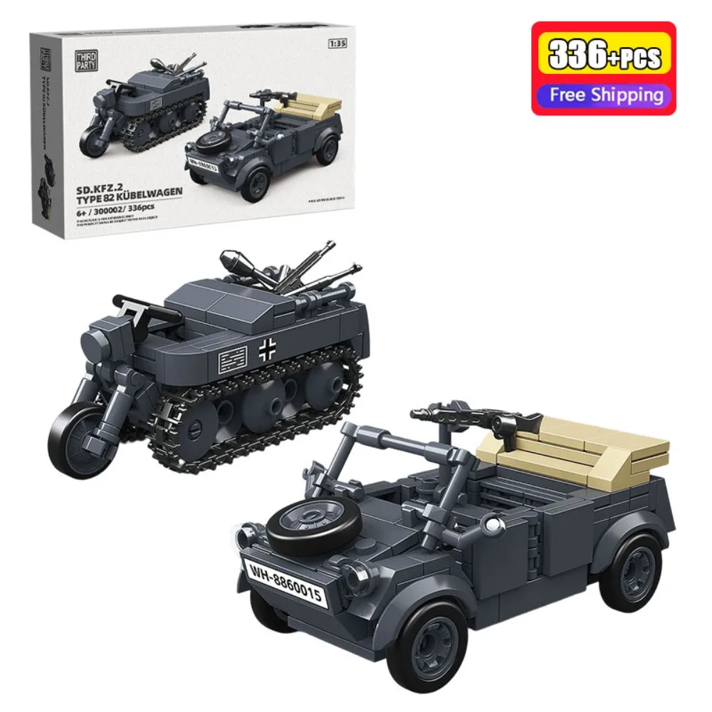 336Pcs WWII German Sd.Kfz.2 Half-track Motorcycle 82 Bucket Car Building Blocks Military Vehicle Bricks DIY Construction Toys
336Pcs WWII German Sd.Kfz.2 Half-track Motorcycle 82 Bucket Car Building Blocks Military Vehicle Bricks DIY Construction Toys
