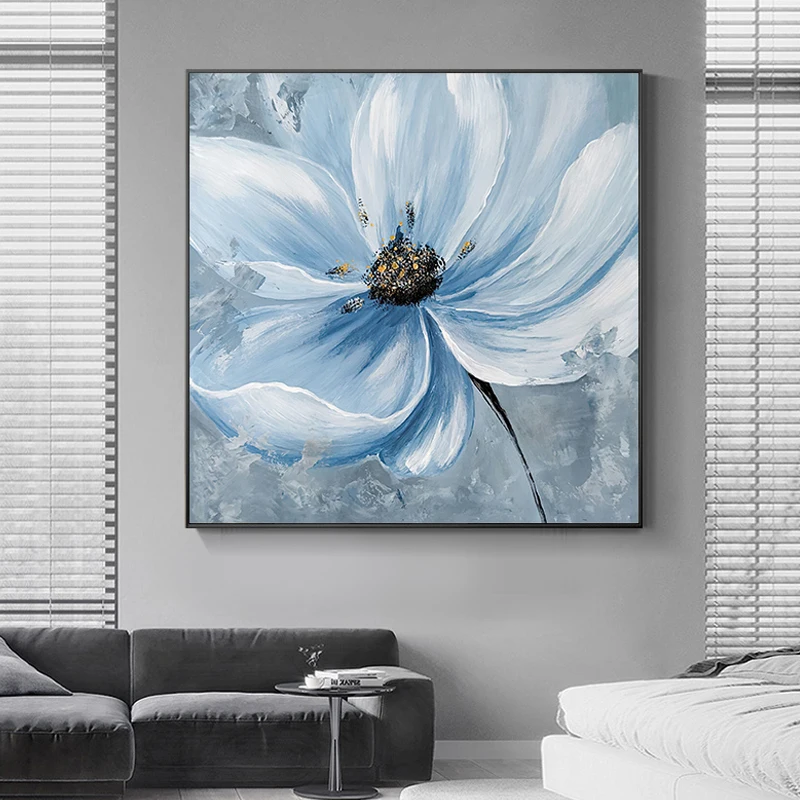 Hand-painted Blue Flower Oil Painting Nordic Home Wall Decoration Art Canvas Picture Living Room Square Mural Decor Frameless
Hand-painted Blue Flower Oil Painting Nordic Home Wall Decoration Art Canvas Picture Living Room Square Mural Decor Frameless