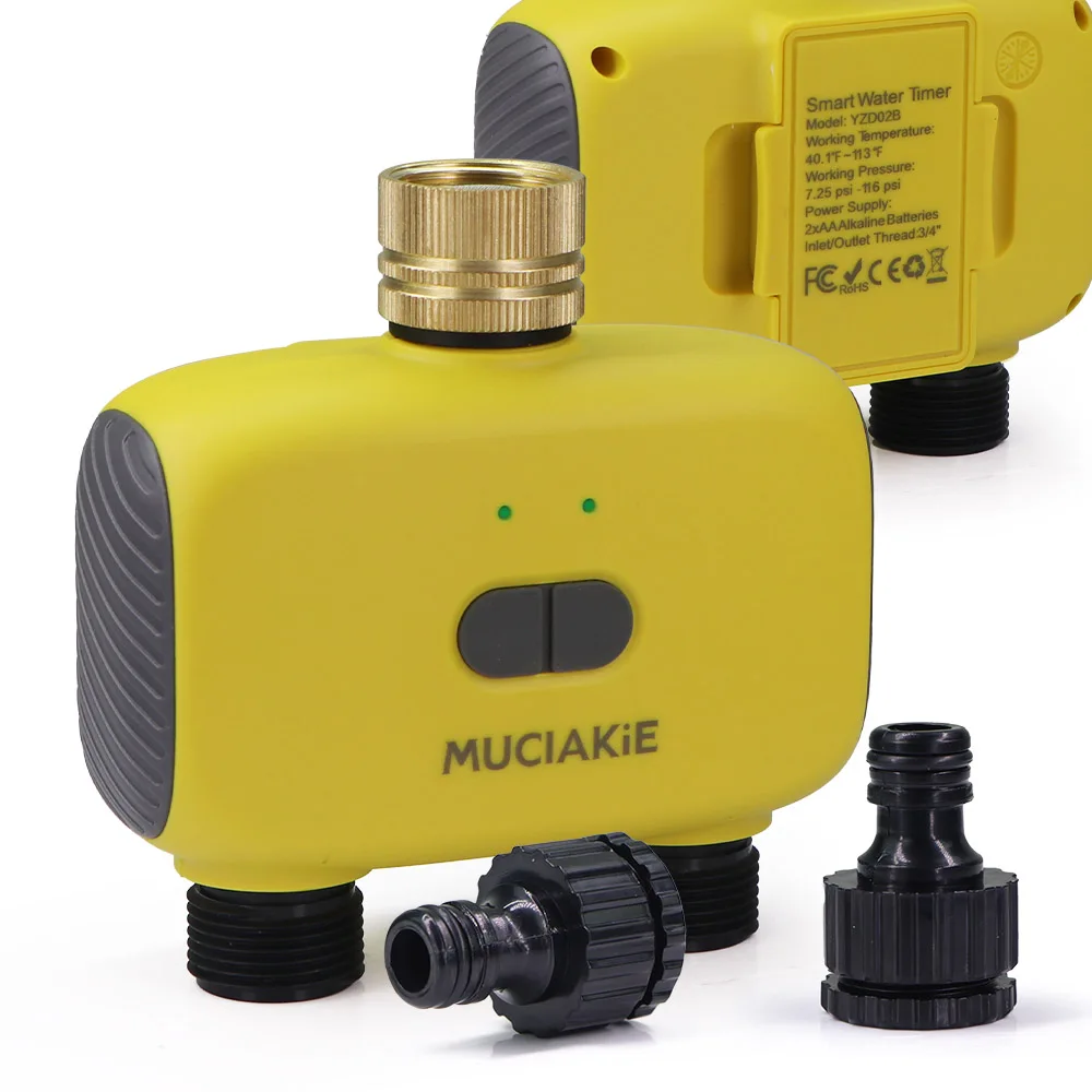 3/4" Bluetooth Irrigation Timer 2-Zone Garden Agriculture Faucet Timed Controller Alexa Google Remote Control Rain Delay IP55
3/4" Bluetooth Irrigation Timer 2-Zone Garden Agriculture Faucet Timed Controller Alexa Google Remote Control Rain Delay IP55