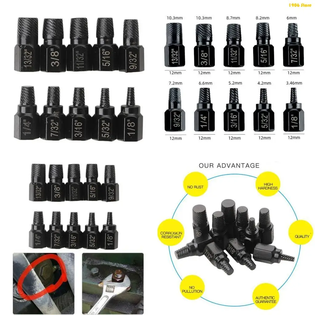 U1JB 12Pcs Studs Screw Extractor Removal Hexagonal Shank Damaged Bolt Easy Out Set
U1JB 12Pcs Studs Screw Extractor Removal Hexagonal Shank Damaged Bolt Easy Out Set
