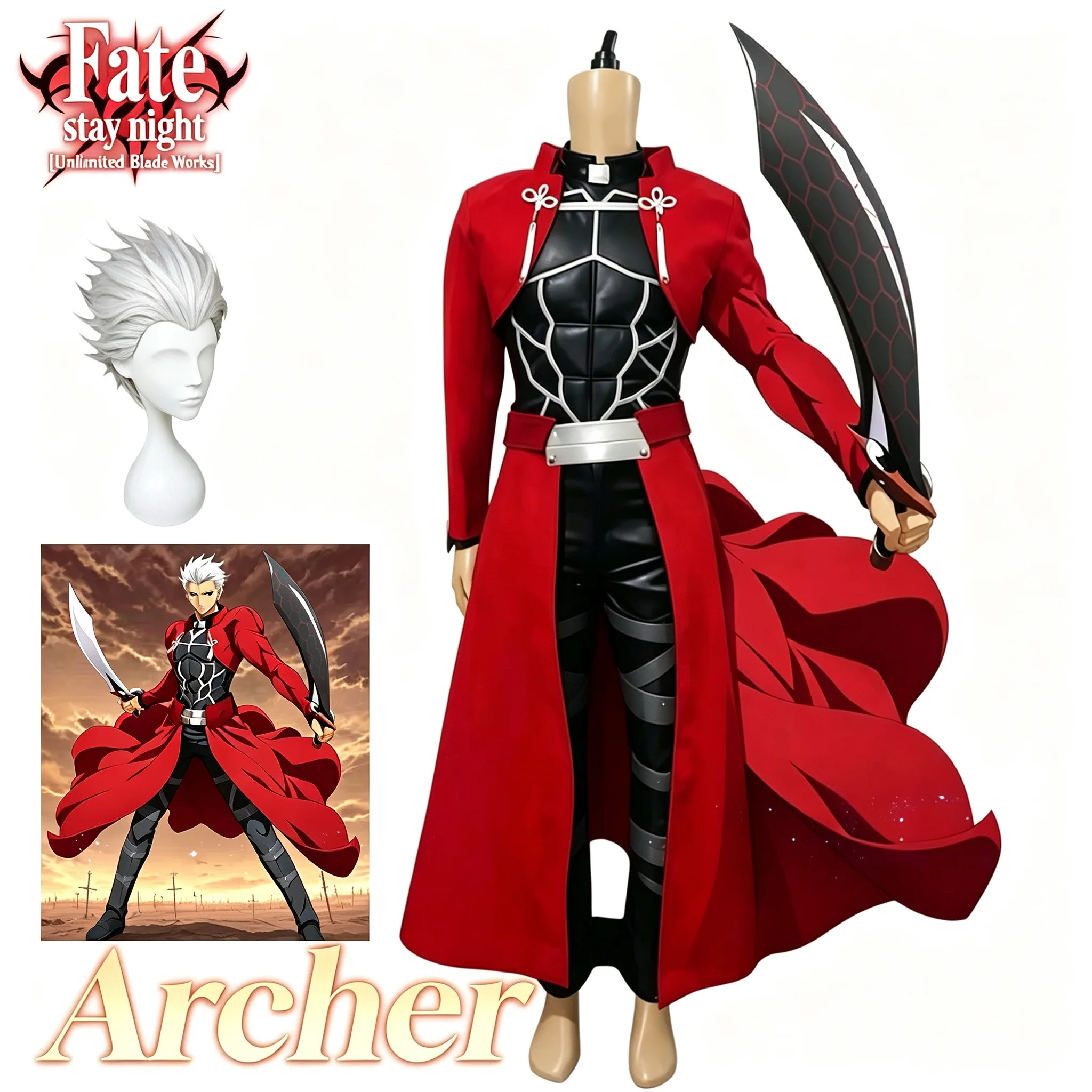 New Anime Fate Stay Night Archer Emiya Cosplay Costume Outfit Suits Halloween Adult Costumes for Women/Men Custom Any Size
New Anime Fate Stay Night Archer Emiya Cosplay Costume Outfit Suits Halloween Adult Costumes for Women/Men Custom Any Size