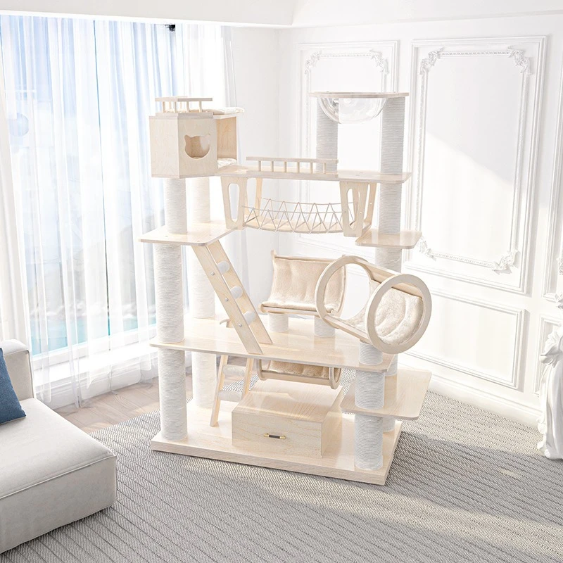 Cat climbing frame, cat nest, cat tree integrated, large solid wood multi-layer cat castle, easy to take care of by spraying
Cat climbing frame, cat nest, cat tree integrated, large solid wood multi-layer cat castle, easy to take care of by spraying