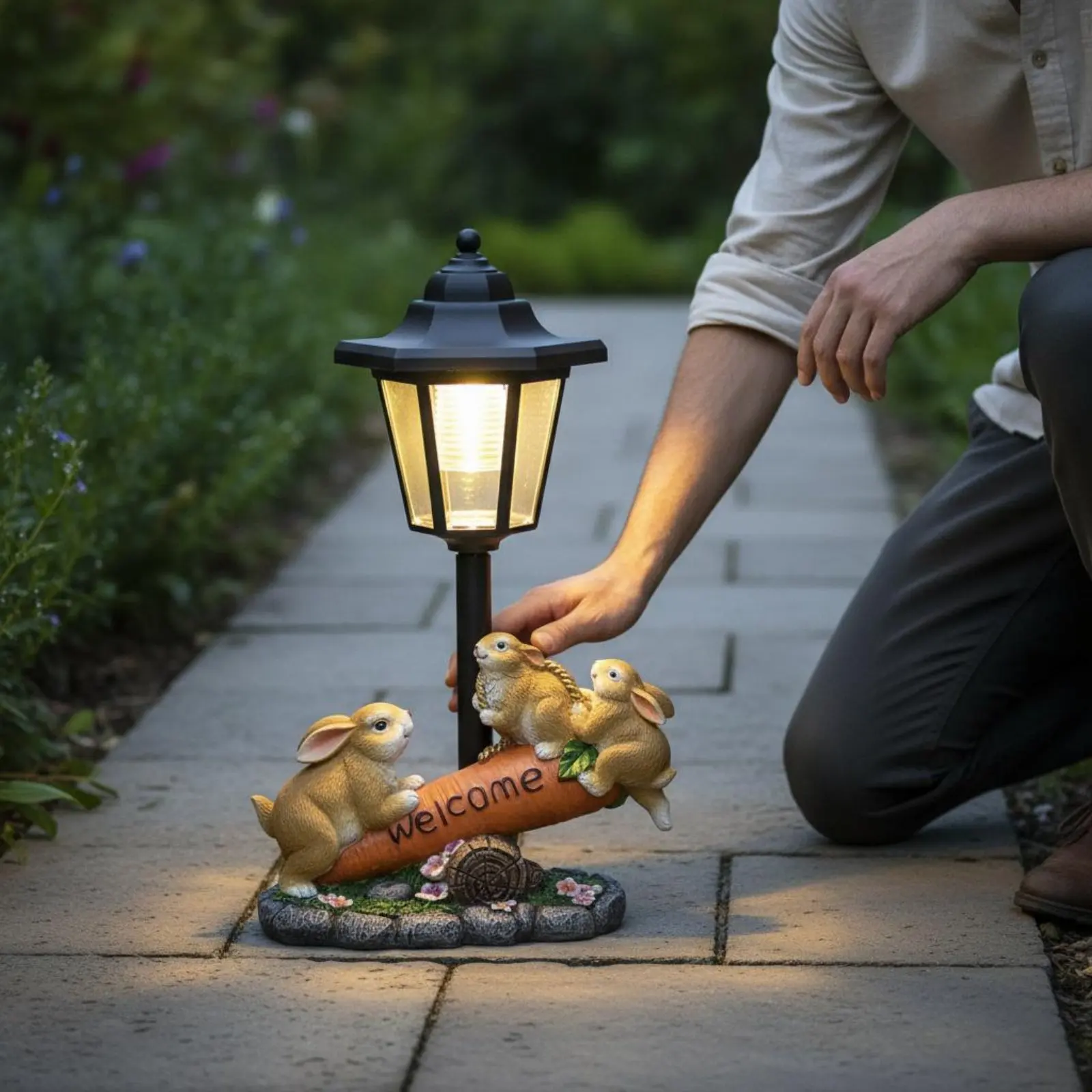 Solar Rabbit Statue Decorative Rabbit Solar Light Garden Decor Warm Radiance Welcome Sign for Pathway, Yard
Solar Rabbit Statue Decorative Rabbit Solar Light Garden Decor Warm Radiance Welcome Sign for Pathway, Yard