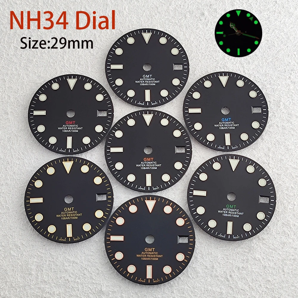 29 мм NH34 зеленый светящийся циферблат GMT с четырьмя указателями, подходит для часов с механизмом NH34, запасная часть циферблата
29 мм NH34 зеленый светящийся циферблат GMT с четырьмя указателями, подходит для часов с механизмом NH34, запасная часть циферблата
