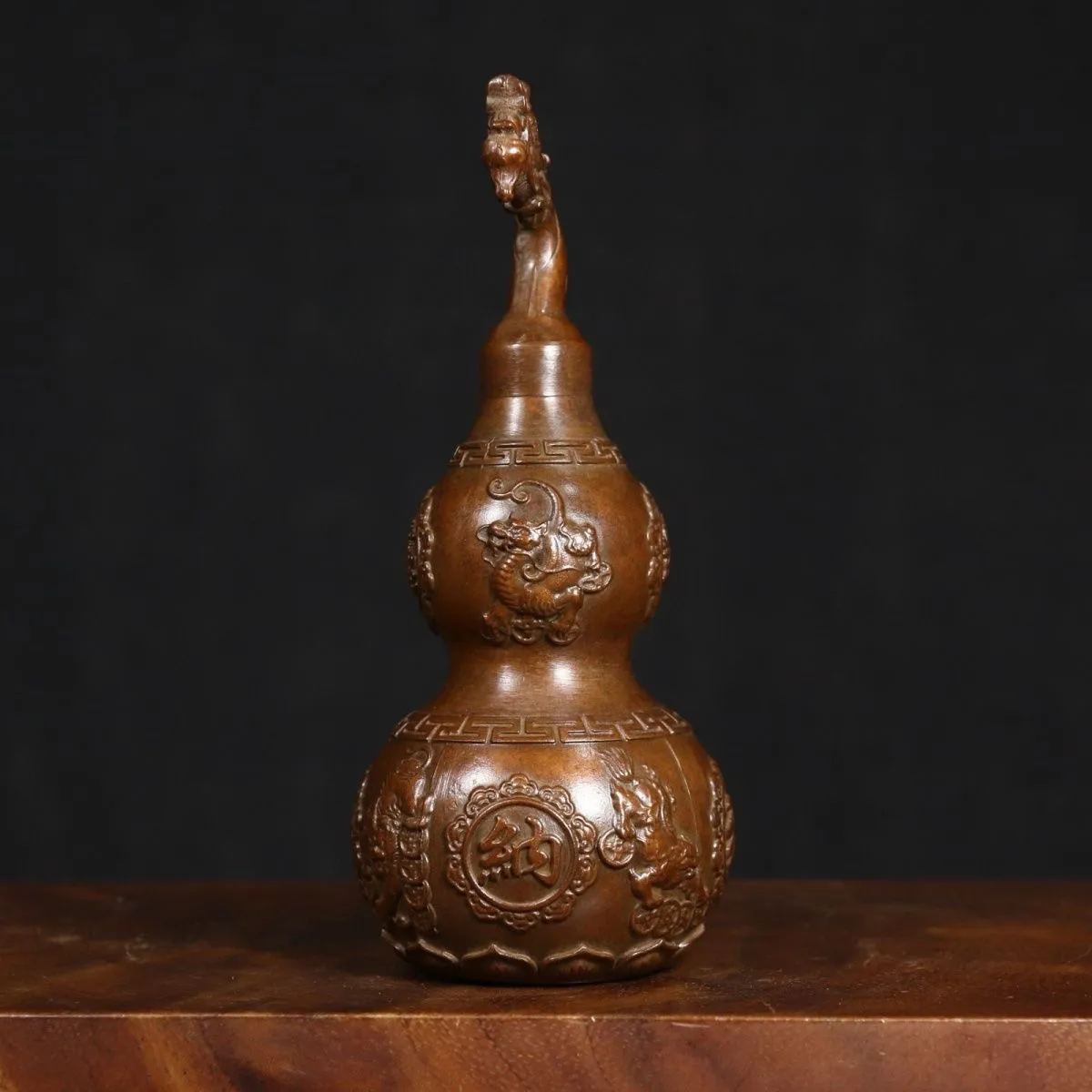 Brass Open Dragon Head Pixiu Gourd Ornament Home Living Room Entrance Office Feng Shui Decor
Brass Open Dragon Head Pixiu Gourd Ornament Home Living Room Entrance Office Feng Shui Decor