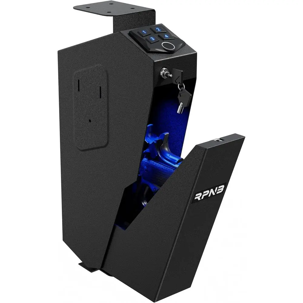 Gun Safety, California DOJ Certified Handgun Safety, Auto Open Lid Smart Pistol Safety with Biometric Fingerprint or Keypad Lock
Gun Safety, California DOJ Certified Handgun Safety, Auto Open Lid Smart Pistol Safety with Biometric Fingerprint or Keypad Lock