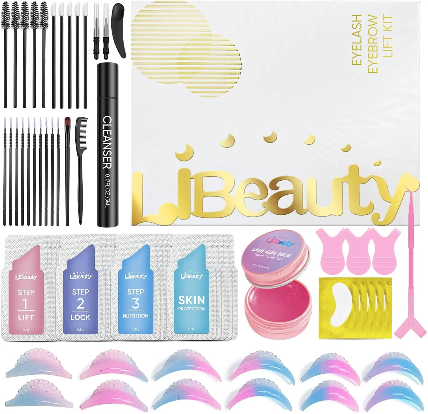 Libeauty Eyelash Lifting Kit Lash Lift Kit Laminated Eyebrow Kit with Balm for Lifting Eyelashes and Improved Molds For Home Use
Libeauty Eyelash Lifting Kit Lash Lift Kit Laminated Eyebrow Kit with Balm for Lifting Eyelashes and Improved Molds For Home Use