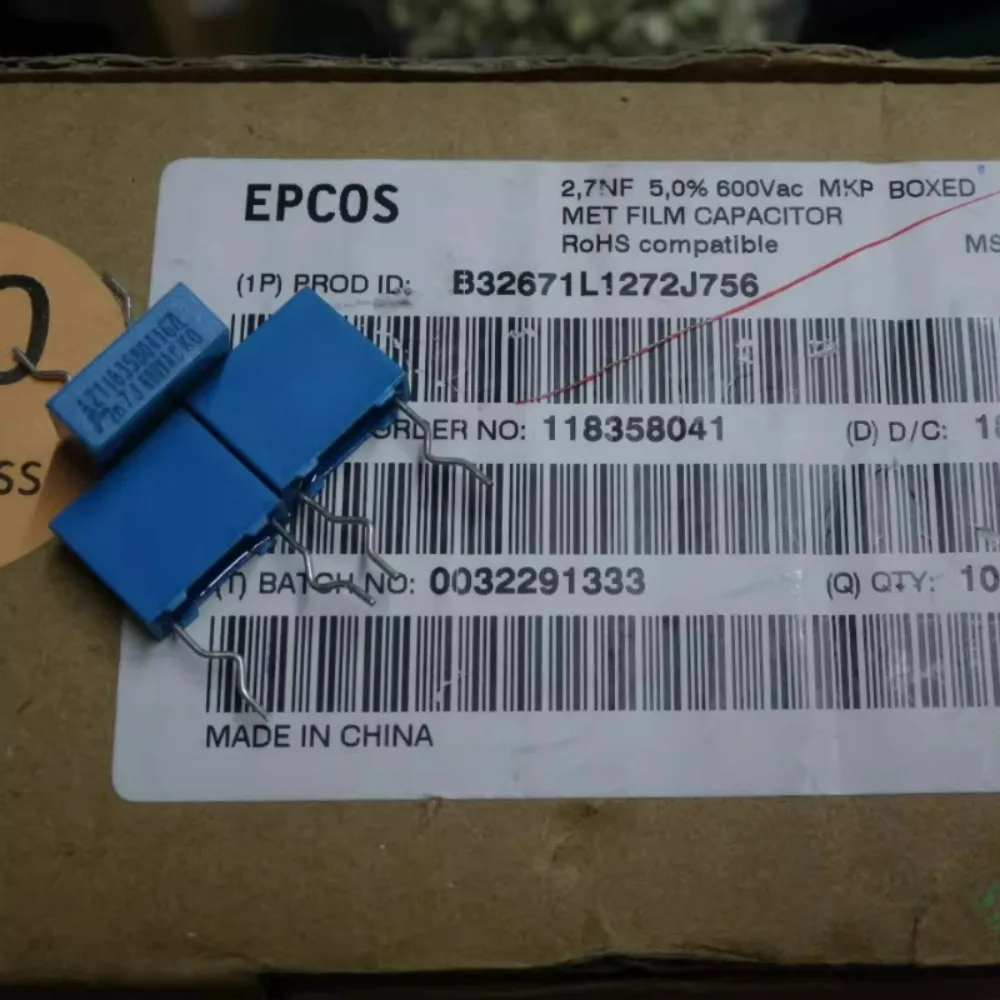 20pcs/lot EPCOS 0.0027uf/600vAC 2.7nf 2700pf 2n7 272 Brand New 10mm Film Capacitor B32671L1272J
20pcs/lot EPCOS 0.0027uf/600vAC 2.7nf 2700pf 2n7 272 Brand New 10mm Film Capacitor B32671L1272J