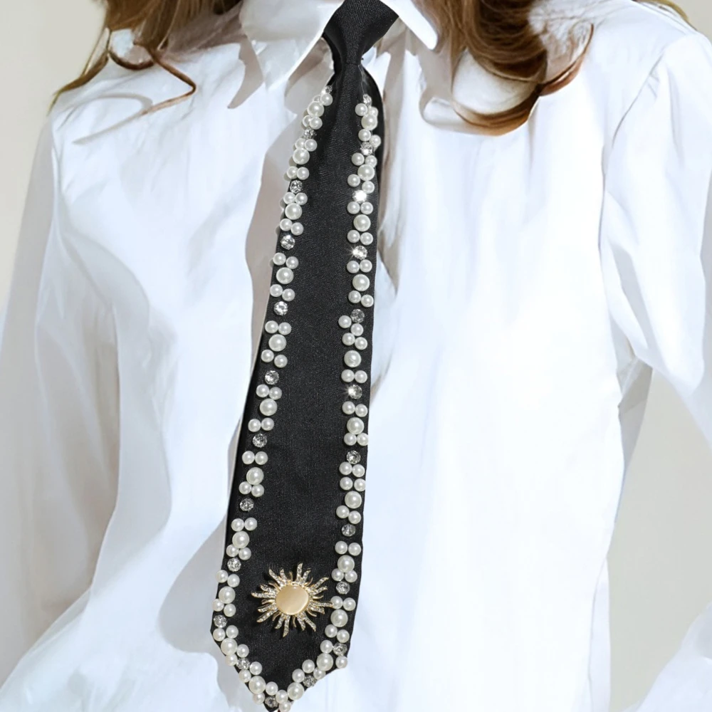 Handmade Pearl Rhinestone Necktie for Women JK School Uniform Bow Tie Fashion Jewelry Wedding Party Neck Ties Accessories
Handmade Pearl Rhinestone Necktie for Women JK School Uniform Bow Tie Fashion Jewelry Wedding Party Neck Ties Accessories