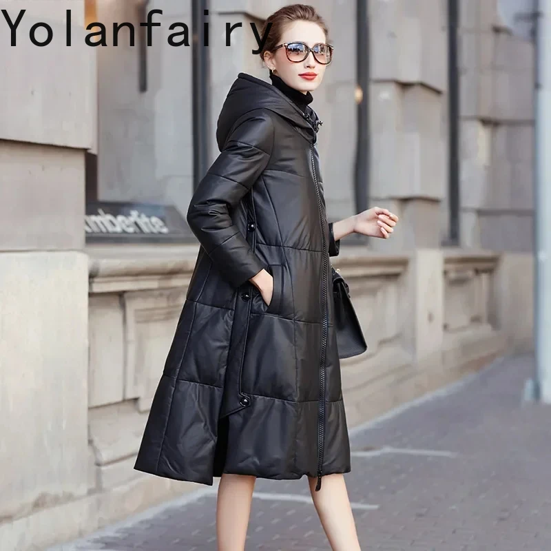 Real Leather Jacket Women Winter Casual Genuine Sheepskin Leather Jackets Loose Hooded Long Down Coats A-line ropa mujer
Real Leather Jacket Women Winter Casual Genuine Sheepskin Leather Jackets Loose Hooded Long Down Coats A-line ropa mujer