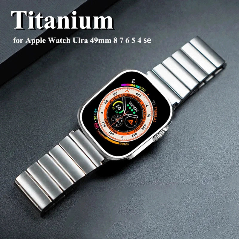 Titanium Link Bracelet For Apple Watch Ultra 2 49mm 9 8 45mm 44 42 Men Business Strap For IWatch Series 8 7 6 5 4 SE 41 38 40mm
Titanium Link Bracelet For Apple Watch Ultra 2 49mm 9 8 45mm 44 42 Men Business Strap For IWatch Series 8 7 6 5 4 SE 41 38 40mm