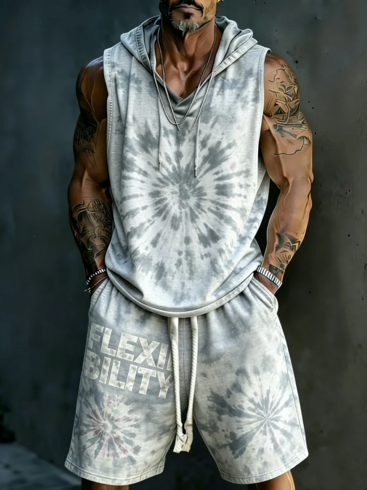 Men's Tie-Dye Sleeveless Hooded Tank & Shorts Set, Loose Comfort Casual Streetwear
Men's Tie-Dye Sleeveless Hooded Tank & Shorts Set, Loose Comfort Casual Streetwear