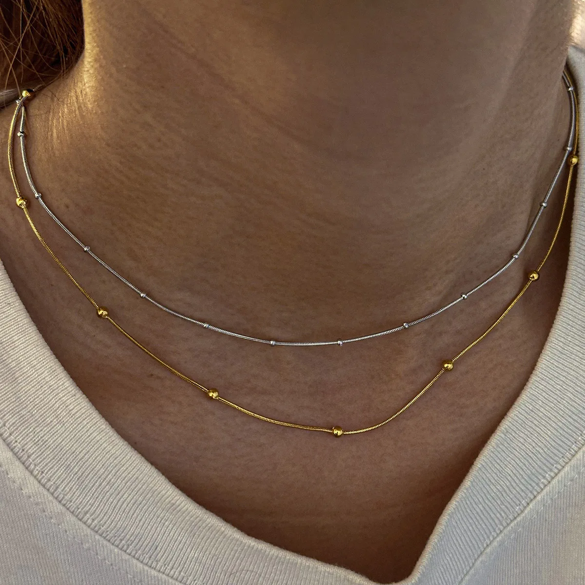 Trendy Unisex Simple Bead Chain Necklace 316 Stainless Steel PVD Gold-Plated Mix Match Fashion Choker Necklace Jewelry Wholesale
Trendy Unisex Simple Bead Chain Necklace 316 Stainless Steel PVD Gold-Plated Mix Match Fashion Choker Necklace Jewelry Wholesale