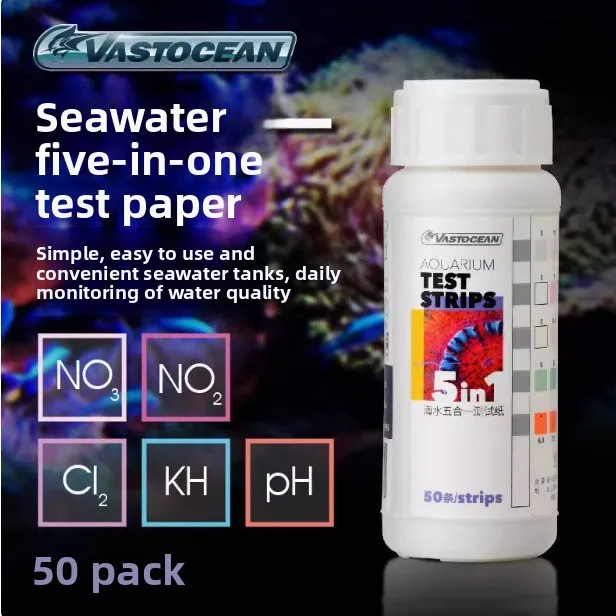 VASTOCEAN 5-in-1 Aquarium Test Strips-Instant NO3/NO2/CL2/KH/pH Water Testing Kit - Marine Tank Nitrite & Water Quality Monitor
VASTOCEAN 5-in-1 Aquarium Test Strips-Instant NO3/NO2/CL2/KH/pH Water Testing Kit - Marine Tank Nitrite & Water Quality Monitor