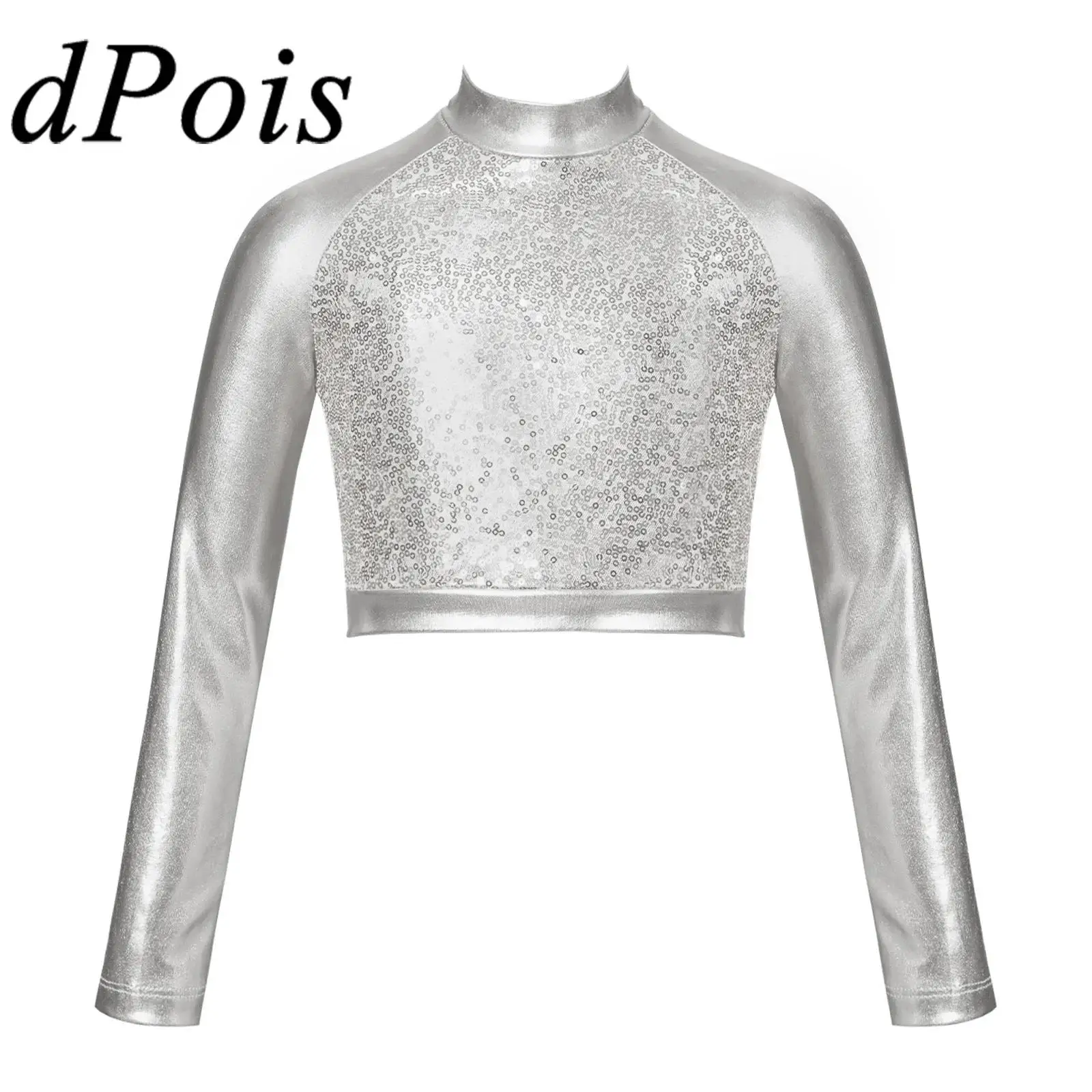 Fashion Girls Shiny Metallic Top Jazz Dance Costume Kids Long Sleeve Sequin Crop Tops Children Performance Clothing Hiphop Wear
Fashion Girls Shiny Metallic Top Jazz Dance Costume Kids Long Sleeve Sequin Crop Tops Children Performance Clothing Hiphop Wear
