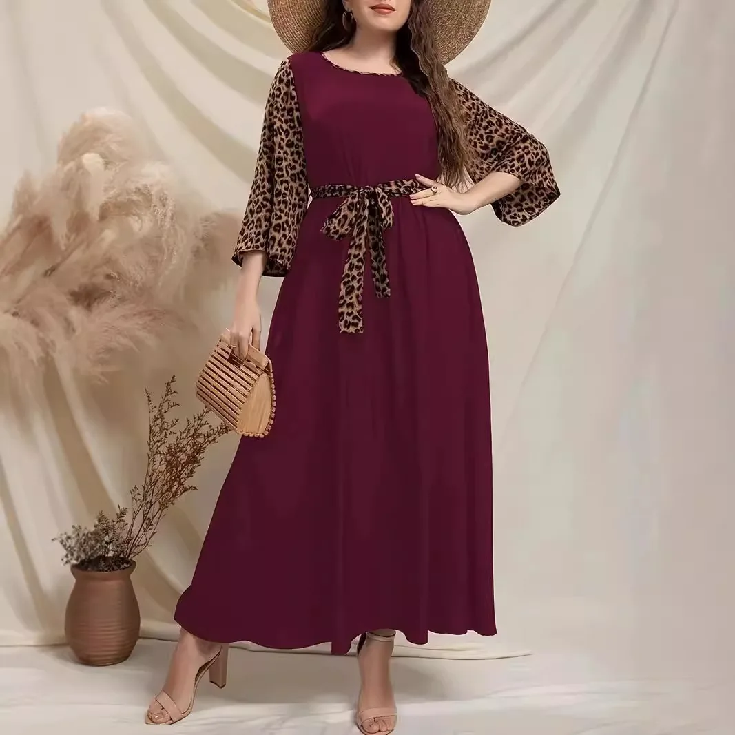 Plus Size Leopard Print Maxi Dress Oversized Flared Sleeve Burgundy Ankle Length Elegant Dress
Plus Size Leopard Print Maxi Dress Oversized Flared Sleeve Burgundy Ankle Length Elegant Dress