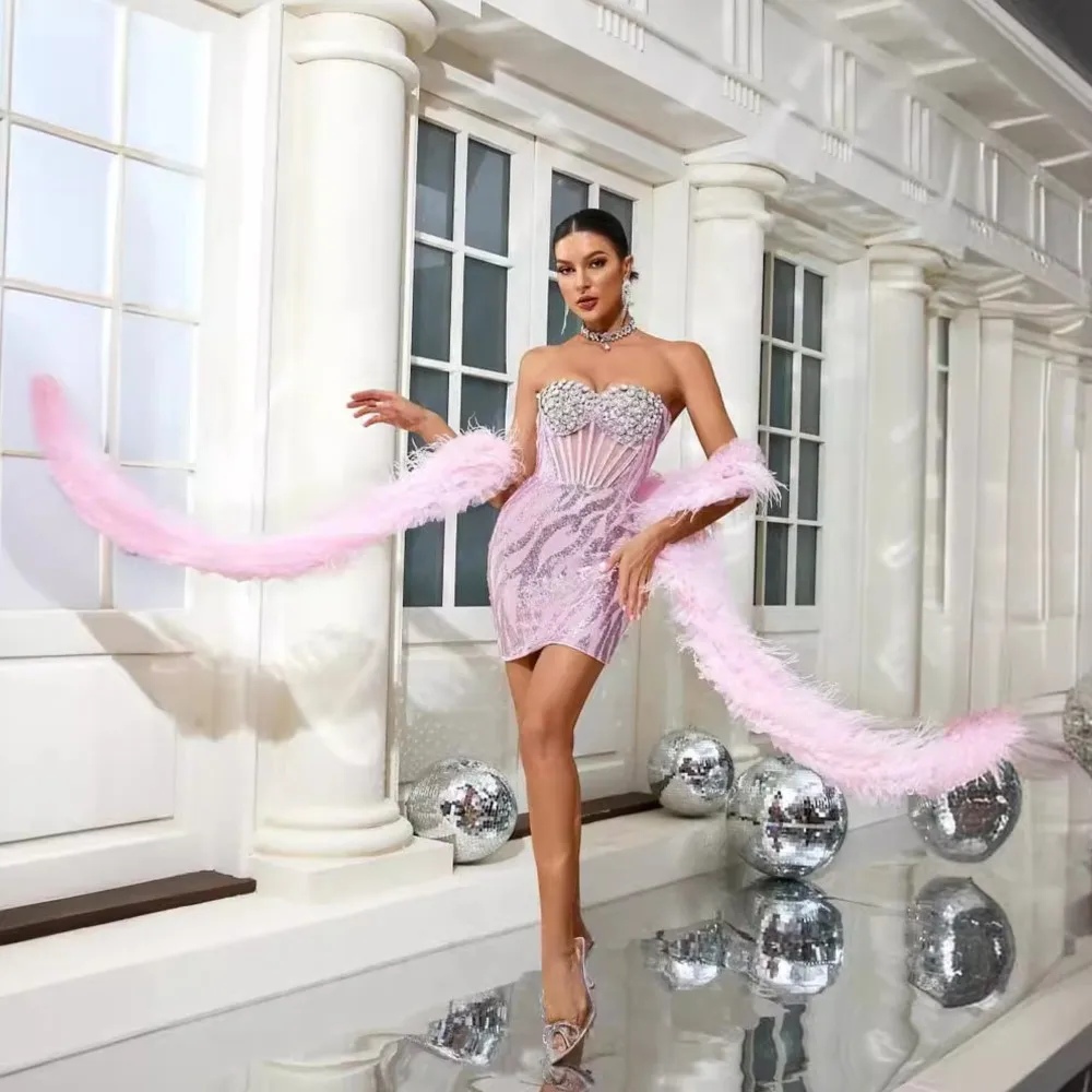 New Fashionable Shawl Super Flash Sequined Embroidery Pink Bra Dress Luxury High-End Party Dress
New Fashionable Shawl Super Flash Sequined Embroidery Pink Bra Dress Luxury High-End Party Dress