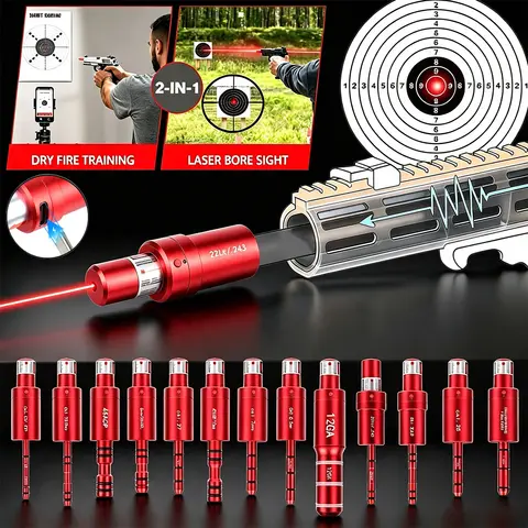Cal .17/177 22LR 9mm 38SPL 223REM 12GA La-ser Magnetic Red Dry Fire Training Cartridge Training Bullet Bore Sight Dual-purpose