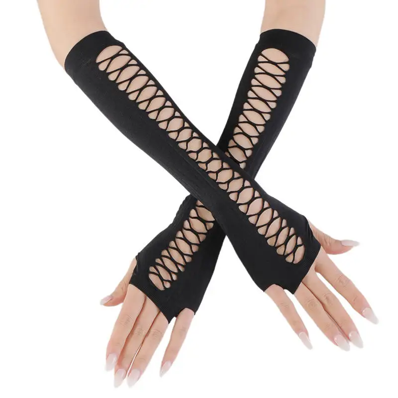 Black Hollow Dot Mesh Long Fingerless Gloves For Women Sexy Club Dance Cosplay Party Costume Matching Decor Accessory
Black Hollow Dot Mesh Long Fingerless Gloves For Women Sexy Club Dance Cosplay Party Costume Matching Decor Accessory