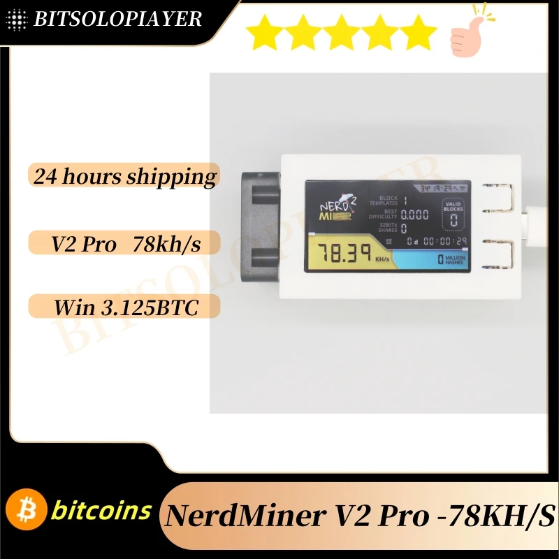 Nerdminer V2 Pro 78KH/S Bitcoin Lotto Miner Black Orange Green White Case with Fan Upgraded Version BTC Lotto Miner
Nerdminer V2 Pro 78KH/S Bitcoin Lotto Miner Black Orange Green White Case with Fan Upgraded Version BTC Lotto Miner