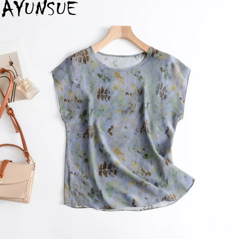 AYUNSUE 100% Silk Women's T-shirts Stylish Printed Tops for Woman O-neck Versatile T Shirt Woman Clothes Summer Топ Женский
AYUNSUE 100% Silk Women's T-shirts Stylish Printed Tops for Woman O-neck Versatile T Shirt Woman Clothes Summer Топ Женский