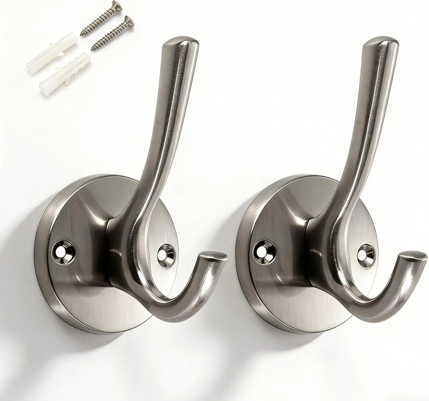 Heavy Duty Towel Hooks, Brushed Nickel 2 Pack for Bathroom Entryway
Heavy Duty Towel Hooks, Brushed Nickel 2 Pack for Bathroom Entryway