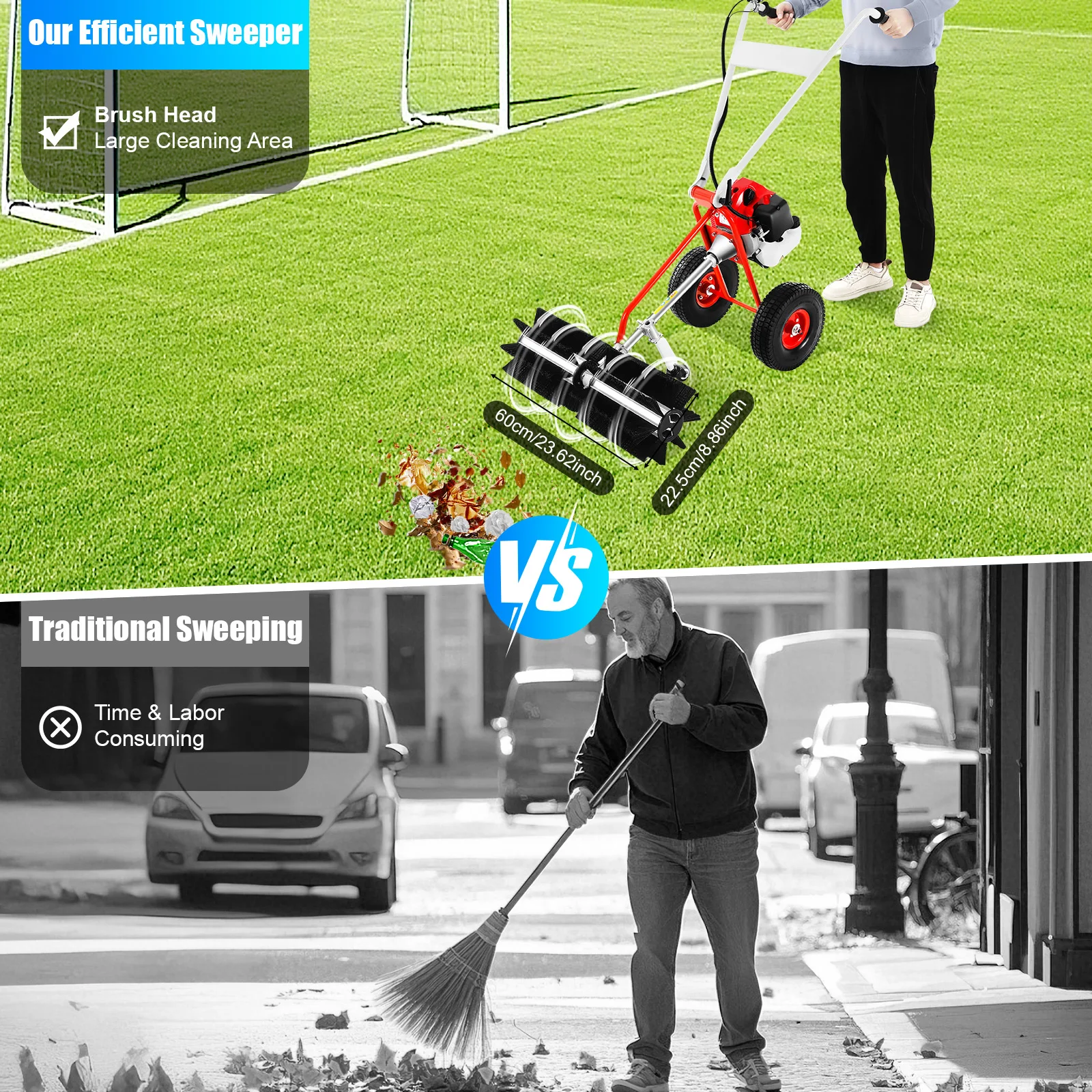 Бензиновая подметальная машина объемом 43 куб.см с эффективной очисткой шириной 23,62 дюйма для подъездных дорог, газонов, курсов для гольфа с защитными очками и воронкой
Бензиновая подметальная машина объемом 43 куб.см с эффективной очисткой шириной 23,62 дюйма для подъездных дорог, газонов, курсов для гольфа с защитными очками и воронкой