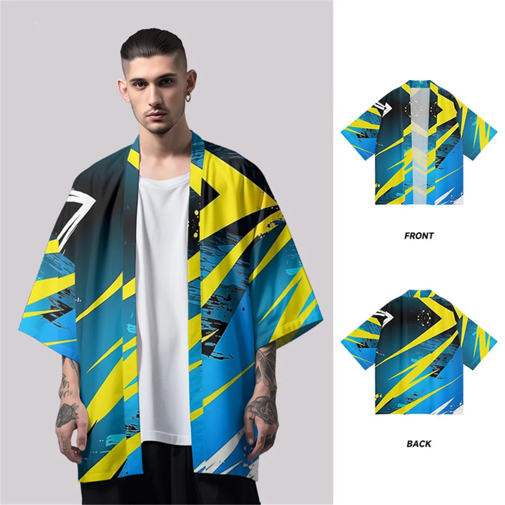 Summer Beach Casual Oversized Striped Print Cardigan Haori Women's Traditional Clothing Japanese Kimono Men Tops 5XL 6XL
Summer Beach Casual Oversized Striped Print Cardigan Haori Women's Traditional Clothing Japanese Kimono Men Tops 5XL 6XL