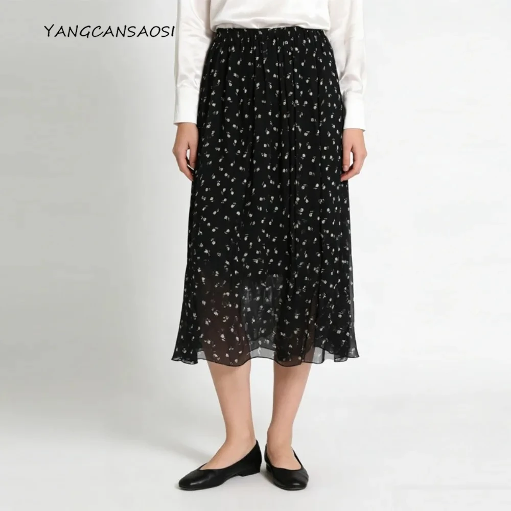 Юбка из 100% натурального шелка тутового шелкопряда, двухслойная, из жоржета, женская повседневная черная юбка с эластичным поясом и принтом, новинка лета 2026
Юбка из 100% натурального шелка тутового шелкопряда, двухслойная, из жоржета, женская повседневная черная юбка с эластичным поясом и принтом, новинка лета 2026