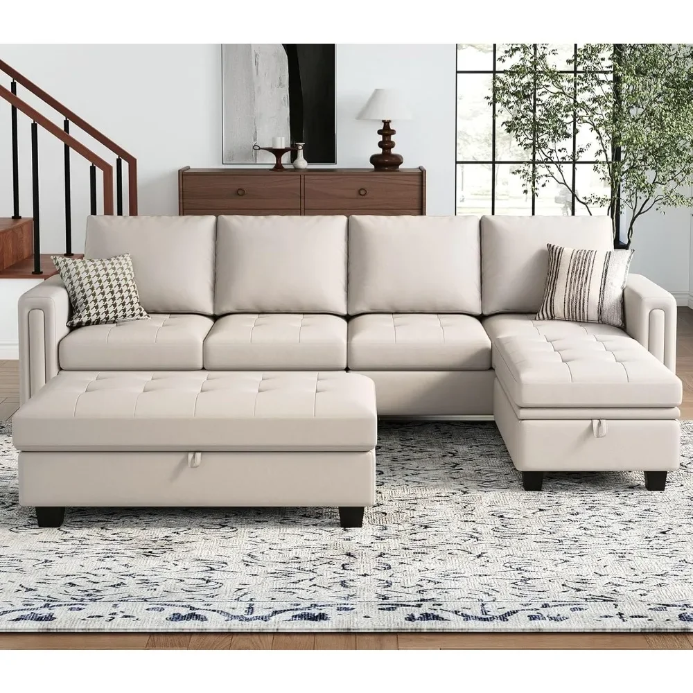 Faux Leather L Shaped Sectional Sofa Set Convertible Sectional Couch with Reversible Chaise Leather L Shape 4-seat Sectional
Faux Leather L Shaped Sectional Sofa Set Convertible Sectional Couch with Reversible Chaise Leather L Shape 4-seat Sectional