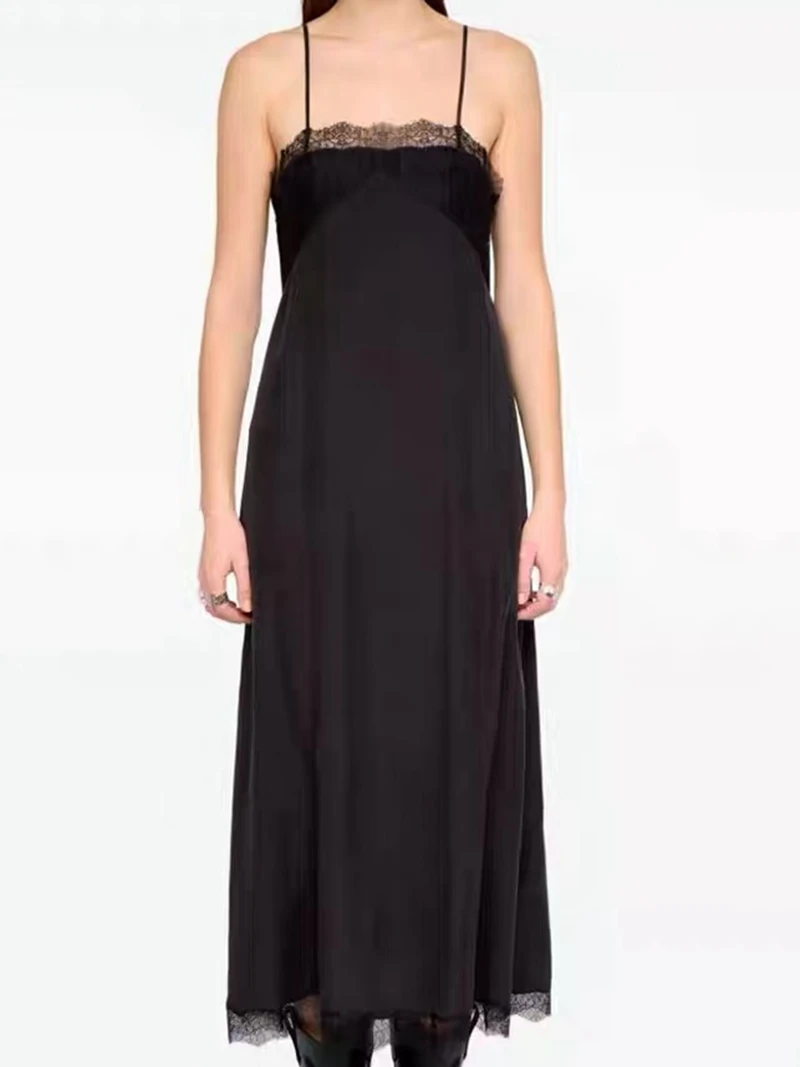 Strap top skirt for summer 2026 high-quality comfortable casual sexy elegant lace strapless backless black silk long skirt
Strap top skirt for summer 2026 high-quality comfortable casual sexy elegant lace strapless backless black silk long skirt