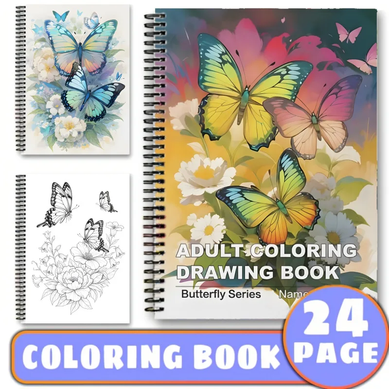A4 Spiral Butterfly Coloring Book for Adults 24 Pages Delicate Floral Wing Designs Relaxing Art Therapy Gift
A4 Spiral Butterfly Coloring Book for Adults 24 Pages Delicate Floral Wing Designs Relaxing Art Therapy Gift
