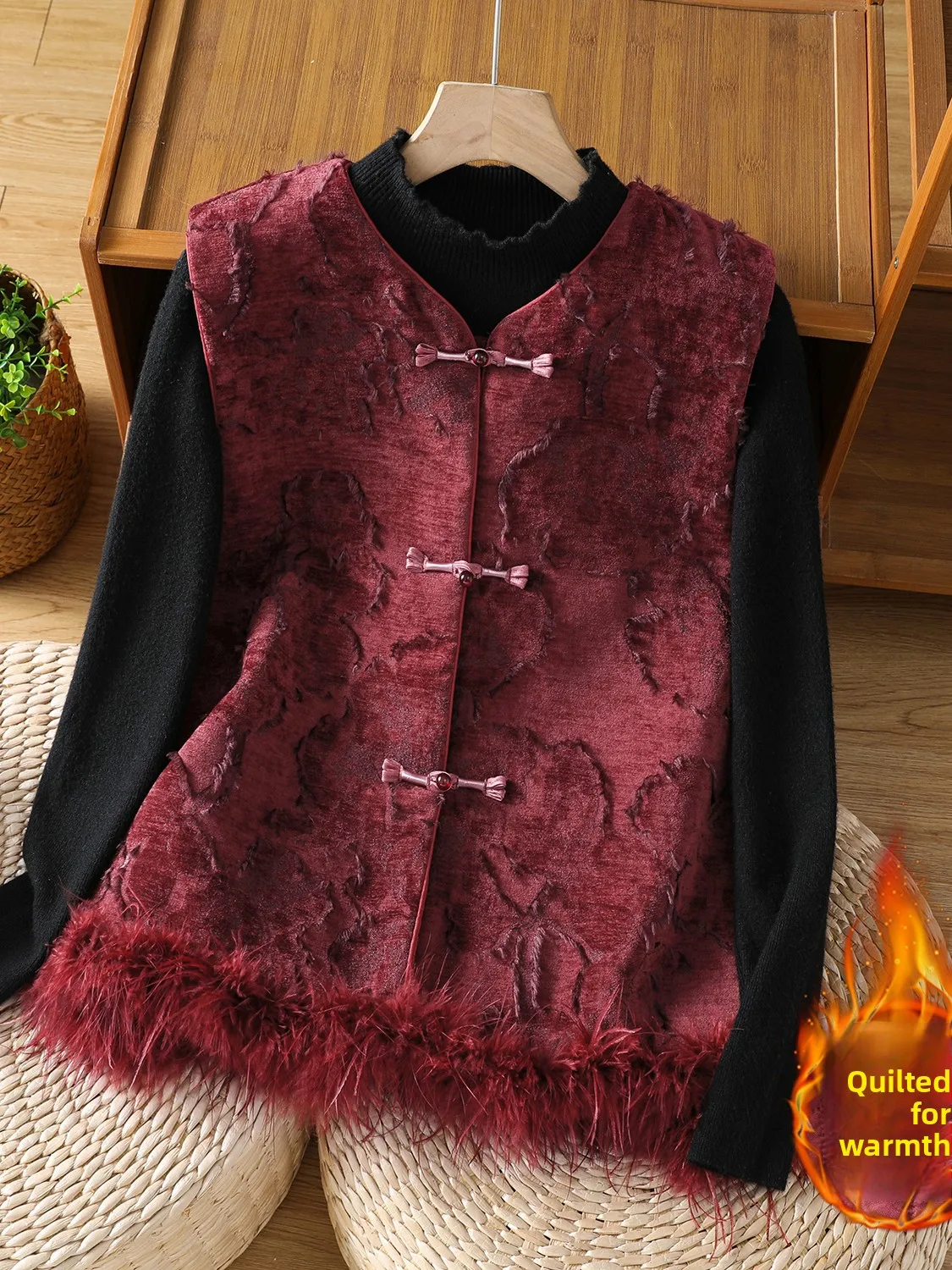 Cheerful New Year's Floral Embroidered Cotton Vest Women's Heavyweight round Ne Winter Sle Traditional Chinese Sle Top
Cheerful New Year's Floral Embroidered Cotton Vest Women's Heavyweight round Ne Winter Sle Traditional Chinese Sle Top