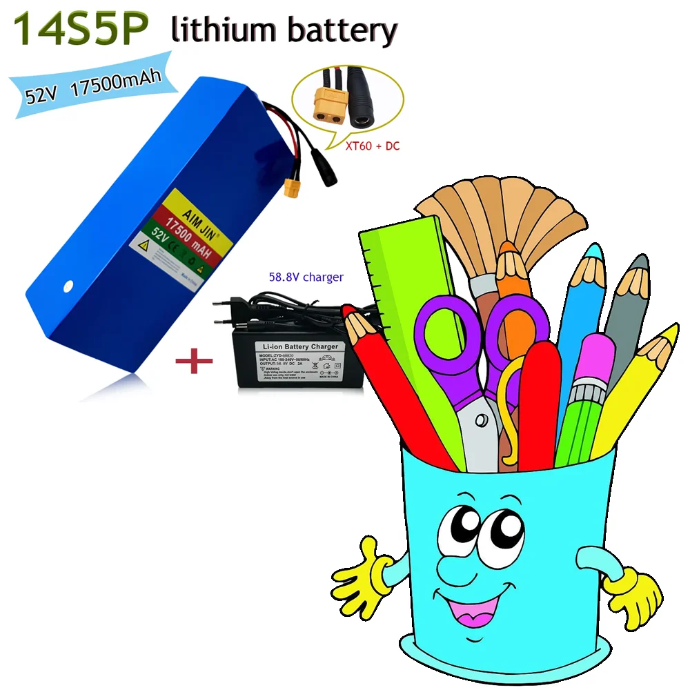 52V 14S5P 17500mAh 18650 1500W Lithium Battery for Bicycle Scales, Tricycles, Motorcycle Chargers 58.8V 2A ,100% New battery
52V 14S5P 17500mAh 18650 1500W Lithium Battery for Bicycle Scales, Tricycles, Motorcycle Chargers 58.8V 2A ,100% New battery