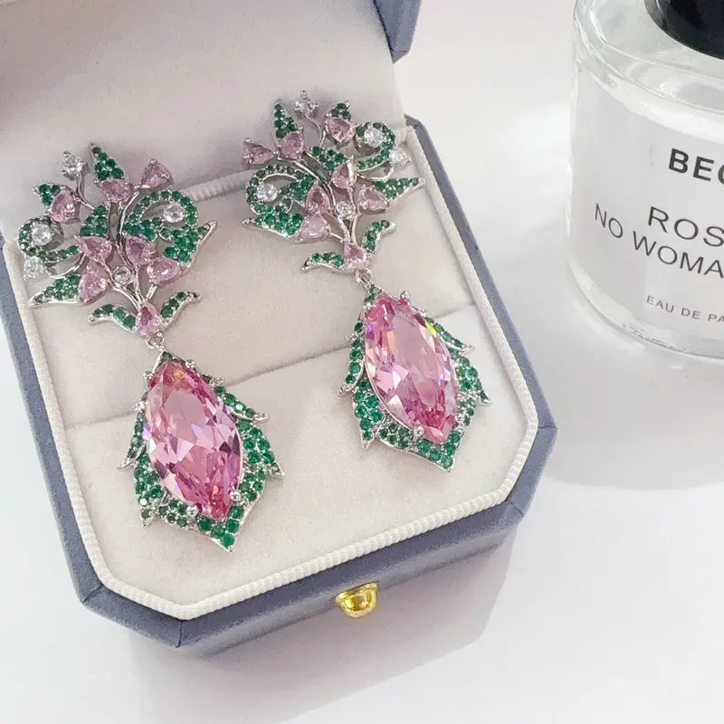 Bilincolor Fashion Green Leaf and Pink Drop Earring for Women
Bilincolor Fashion Green Leaf and Pink Drop Earring for Women