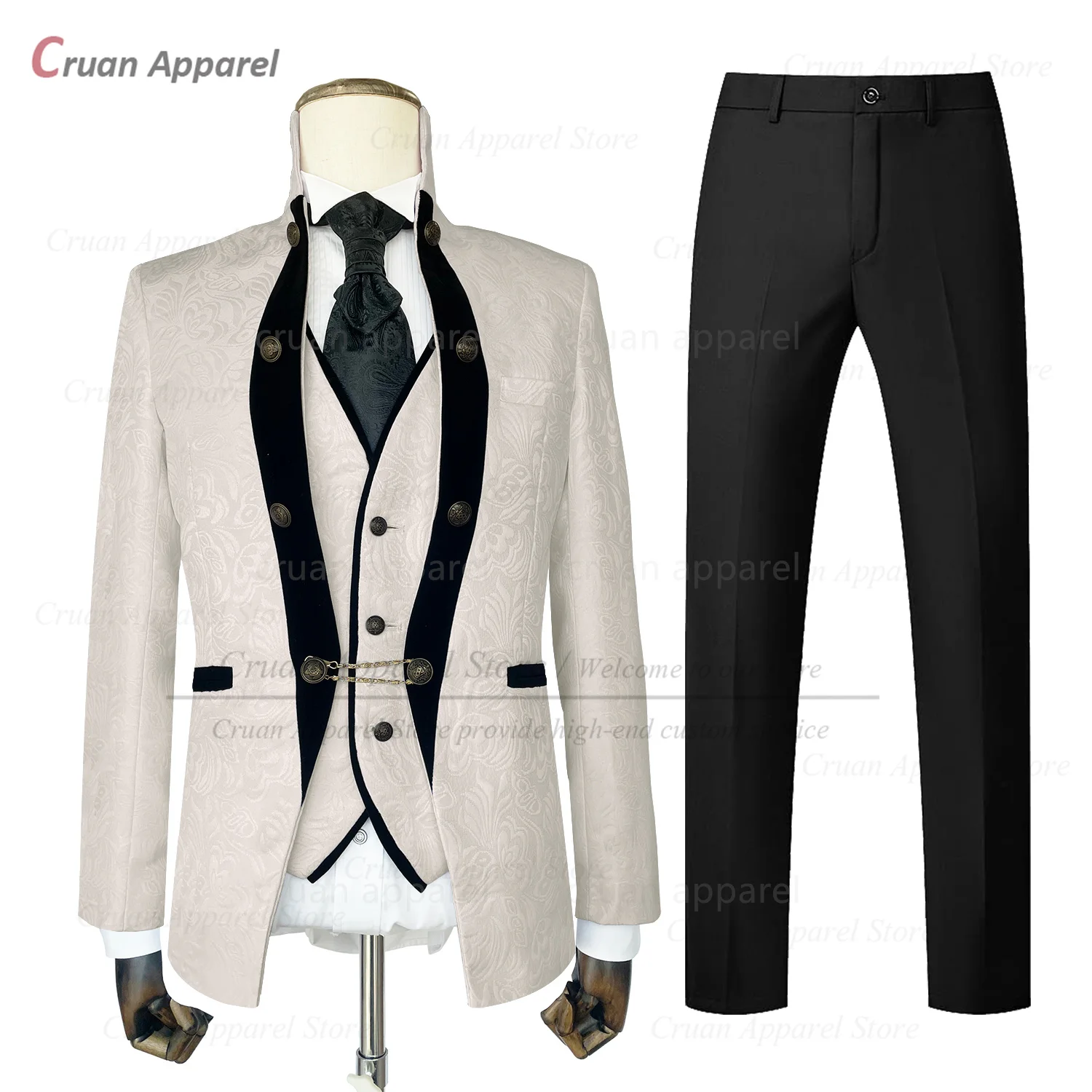 Fashion Stand Collar Suit Set For Male Formal Prom Custom Luxury Blazer Vest Pants 3 Pcs Wedding Party Grooms Slim Fit Outfits
Fashion Stand Collar Suit Set For Male Formal Prom Custom Luxury Blazer Vest Pants 3 Pcs Wedding Party Grooms Slim Fit Outfits