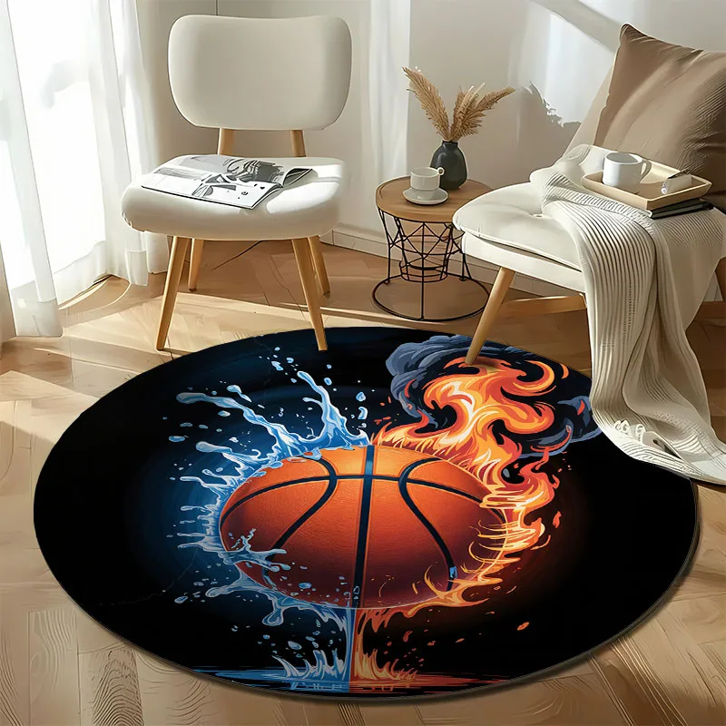 "Dynamic Basketball Rug: Fire and Water Fusion for Sports Enthusiasts’ Spaces" round carpet for home sofa bedroom, gift
"Dynamic Basketball Rug: Fire and Water Fusion for Sports Enthusiasts’ Spaces" round carpet for home sofa bedroom, gift