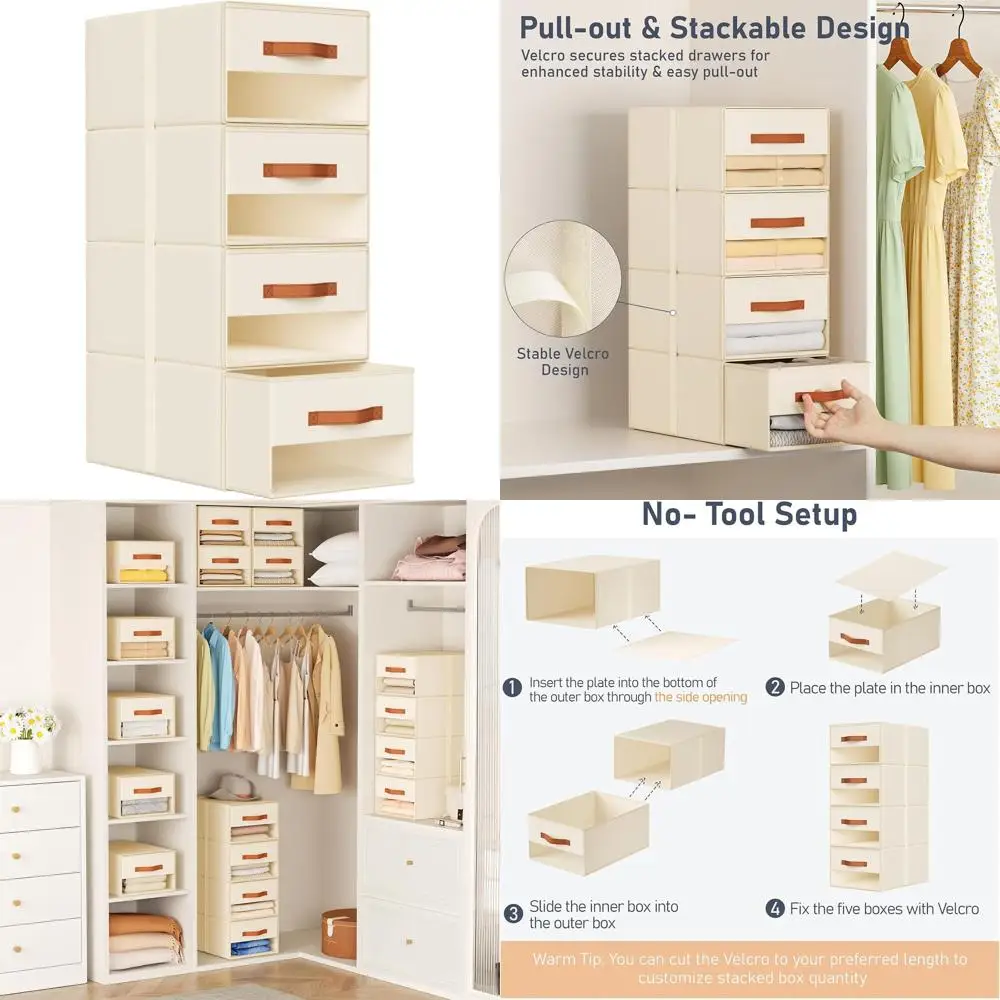 Fabric Bins with Drawers or Clear View Closet Organizers, Stackable Storage Drawers for Bedroom, Living Room, 4-Pack Beige
Fabric Bins with Drawers or Clear View Closet Organizers, Stackable Storage Drawers for Bedroom, Living Room, 4-Pack Beige