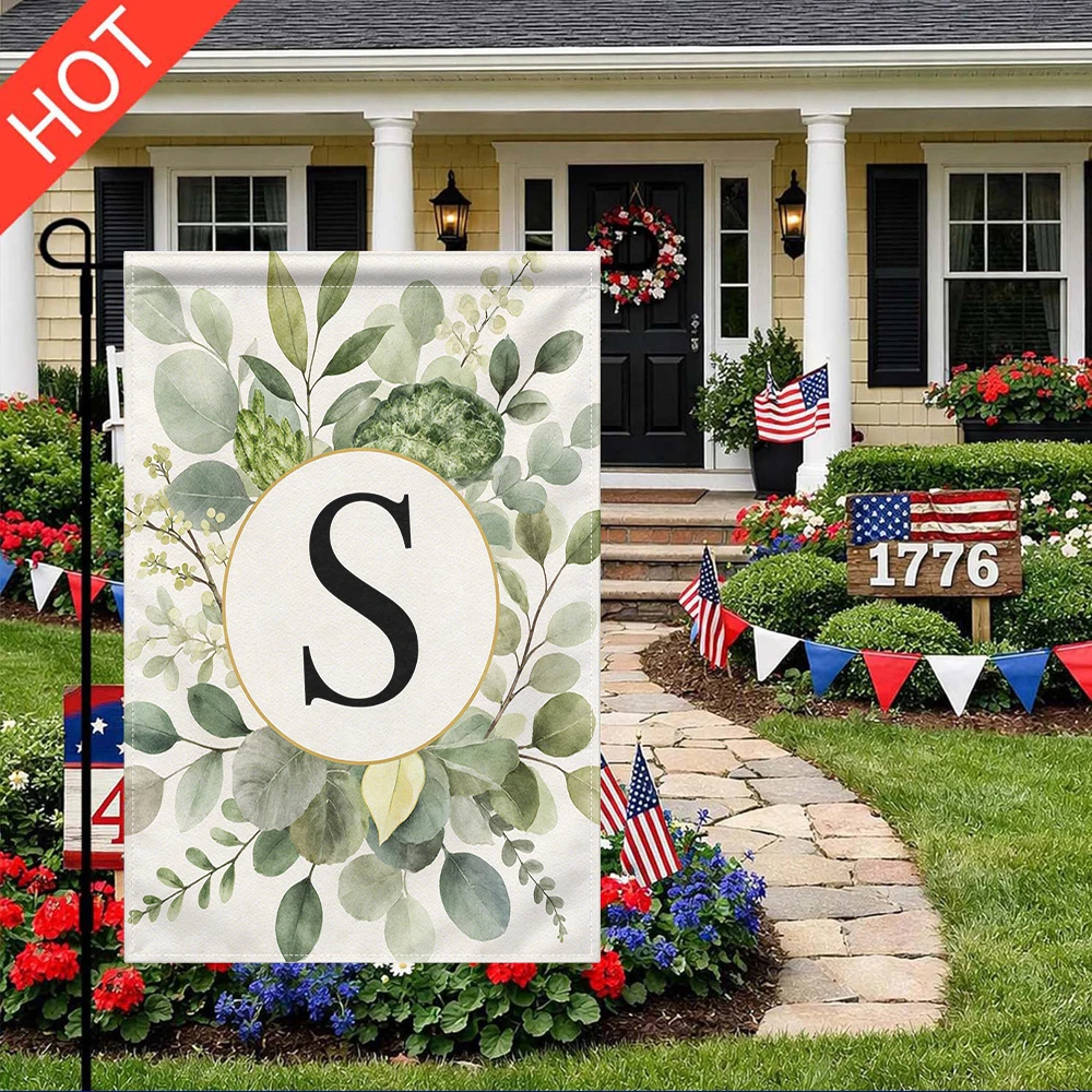 S Monogram Garden Flag Double Sided Print Eucalyptus Greenery Initial Letter Yard Flag Without Flagpole
S Monogram Garden Flag Double Sided Print Eucalyptus Greenery Initial Letter Yard Flag Without Flagpole
