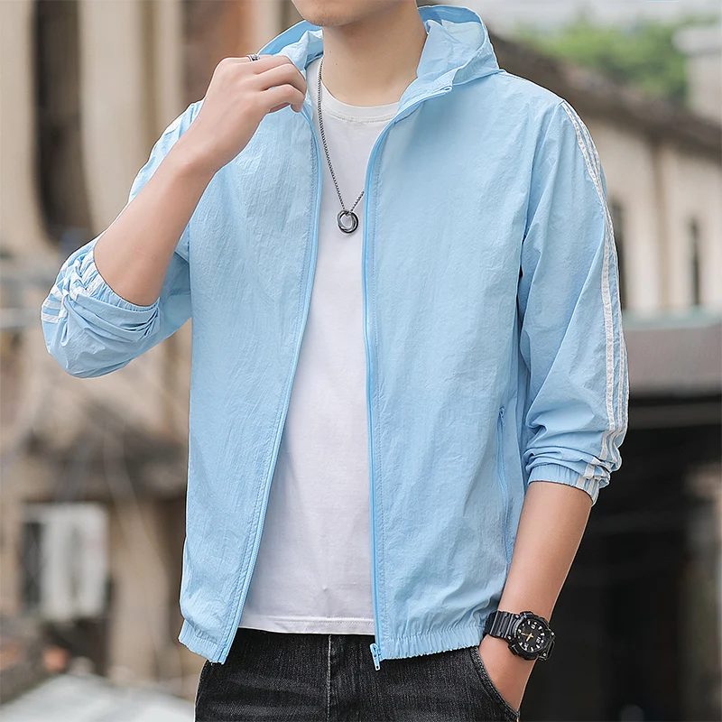 Men's Outdoor Sun Protection Clothing Trendy Striped Three-Stripes Hooded Skin Protection Jacket Outerwear Casual Coat
Men's Outdoor Sun Protection Clothing Trendy Striped Three-Stripes Hooded Skin Protection Jacket Outerwear Casual Coat