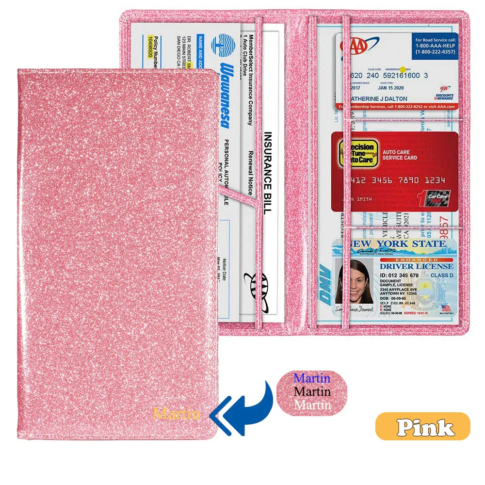 Customized Name Sparkling Car Document Holder Car Registration and Insurance Best PU Leather License Registration Holder
Customized Name Sparkling Car Document Holder Car Registration and Insurance Best PU Leather License Registration Holder
