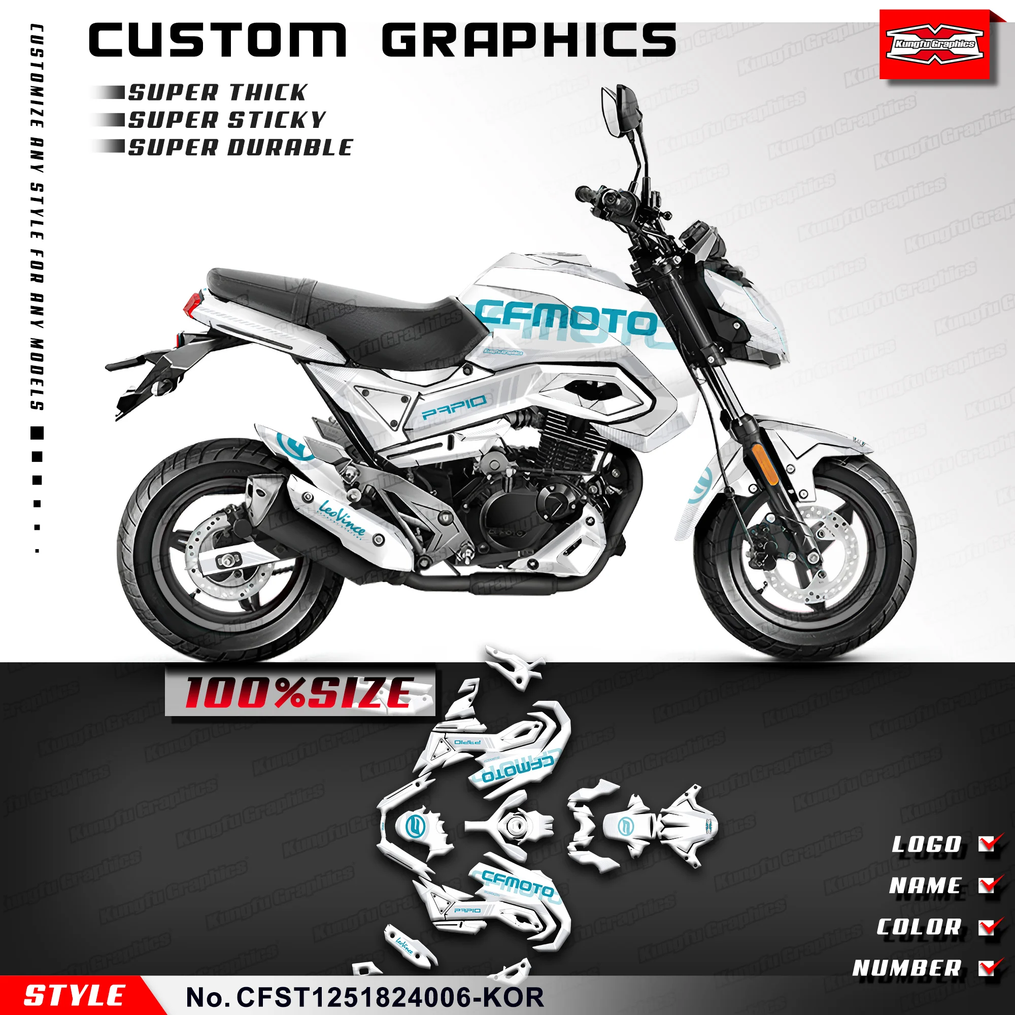 KUNGFU, графические пользовательские наклейки, наклейки для CFMOTO PAPIO ST125 ST 125 2018 2019 2020 2021 2022 2023, CFST1251824006-KOR
KUNGFU, графические пользовательские наклейки, наклейки для CFMOTO PAPIO ST125 ST 125 2018 2019 2020 2021 2022 2023, CFST1251824006-KOR
