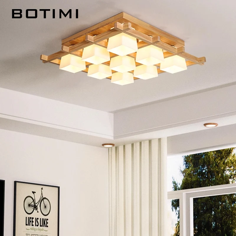 BOTIMI Log Wood Ceiling Lights With Square Glass Lampshades For Living Room Modern Rectangle Surface Mounted Wooden Bedroom Lamp
BOTIMI Log Wood Ceiling Lights With Square Glass Lampshades For Living Room Modern Rectangle Surface Mounted Wooden Bedroom Lamp